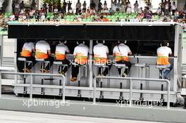 Sahara Force India F1 Team pit gantry. 24.03.2012. Formula 1 World Championship, Rd 2, Malaysian Grand Prix, Sepang, Malaysia, Saturday Qualifying