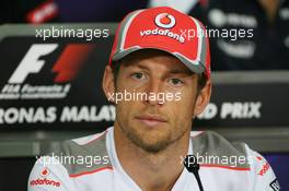 Jenson Button (GBR) McLaren in the FIA Press Conference.  22.03.2012. Formula 1 World Championship, Rd 2, Malaysian Grand Prix, Sepang, Malaysia, Thursday
