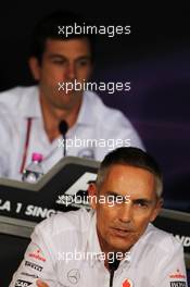 Martin Whitmarsh (GBR) McLaren Chief Executive Officer in the FIA Press Conference. 21.09.2012.Formula 1 World Championship, Rd 14, Singapore Grand Prix, Singapore, Singapore, Practice Day