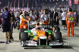 Nico Hulkenberg (GER) Sahara Force India F1 VJM05 on the grid. 23.09.2012. Formula 1 World Championship, Rd 14, Singapore Grand Prix, Singapore, Singapore, Race Day
