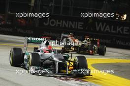 Michael Schumacher (GER) Mercedes AMG F1 W03. 23.09.2012. Formula 1 World Championship, Rd 14, Singapore Grand Prix, Singapore, Singapore, Race Day