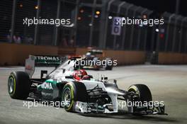 Michael Schumacher (GER) Mercedes AMG F1 W03. 23.09.2012. Formula 1 World Championship, Rd 14, Singapore Grand Prix, Singapore, Singapore, Race Day