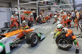 Sahara Force India F1 Team practice pit stops. 23.09.2012. Formula 1 World Championship, Rd 14, Singapore Grand Prix, Singapore, Singapore, Race Day