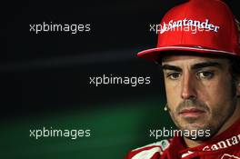 Second placed Fernando Alonso (ESP) Ferrari in the FIA Press Conference. 04.11.2012. Formula 1 World Championship, Rd 18, Abu Dhabi Grand Prix, Yas Marina Circuit, Abu Dhabi, Race Day.