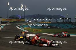 Fernando Alonso (ESP) Ferrari F2012 leads Mark Webber (AUS) Red Bull Racing RB8. 04.11.2012. Formula 1 World Championship, Rd 18, Abu Dhabi Grand Prix, Yas Marina Circuit, Abu Dhabi, Race Day.