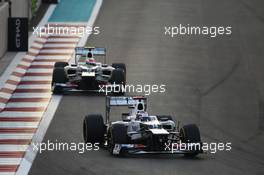 Kamui Kobayashi (JPN) Sauber C31 leads team mate Sergio Perez (MEX) Sauber C31. 04.11.2012. Formula 1 World Championship, Rd 18, Abu Dhabi Grand Prix, Yas Marina Circuit, Abu Dhabi, Race Day.