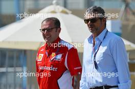 Stefano Domenicali (ITA) Ferrari General Director with Maurizio Arrivabene (ITA) Marlboro Europe Brand Manager. 03.11.2012. Formula 1 World Championship, Rd 18, Abu Dhabi Grand Prix, Yas Marina Circuit, Abu Dhabi, Qualifying Day.