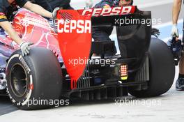 Scuderia Toro Rosso STR7 rear diffuser detail. 06.11.2012. Formula 1 Young Drivers Test, Day 1, Yas Marina Circuit, Abu Dhabi, UAE.
