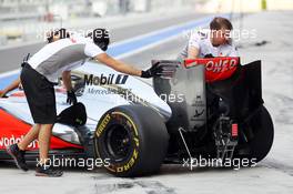 Gary Paffett (GBR) McLaren MP4/27 Test Driver rear diffuser detail. 06.11.2012. Formula 1 Young Drivers Test, Day 1, Yas Marina Circuit, Abu Dhabi, UAE.