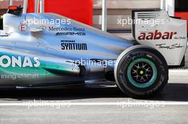 Michael Schumacher (GER) Mercedes AMG F1 W03 rear exhaust detail. 16.11.2012. Formula 1 World Championship, Rd 19, United States Grand Prix, Austin, Texas, USA, Practice Day.