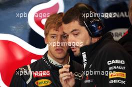 Sebastian Vettel (GER) Red Bull Racing with Guillaume Rocquelin  (ITA) Red Bull Racing Race Engineer. 16.11.2012. Formula 1 World Championship, Rd 19, United States Grand Prix, Austin, Texas, USA, Practice Day.