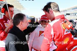 (L to R): Jean Todt (FRA) FIA President with Felipe Massa (BRA) Ferrari and Rob Smedley (GBR) Ferrari Race Engineer on the grid. 18.11.2012. Formula 1 World Championship, Rd 19, United States Grand Prix, Austin, Texas, USA, Race Day.