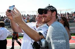 Norbert Haug (GER) Mercedes Sporting Director with Brian Vickers (USA)on the grid. 18.11.2012. Formula 1 World Championship, Rd 19, United States Grand Prix, Austin, Texas, USA, Race Day.