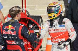 Sebastian Vettel (GER), Red Bull Racing and Lewis Hamilton (GBR), McLaren Mercedes  18.11.2012. Formula 1 World Championship, Rd 19, United States Grand Prix, Austin, USA, Race Day
