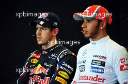 (L to R): Sebastian Vettel (GER) Red Bull Racing asnd race winner Lewis Hamilton (GBR) McLaren in the FIA Press Conference. 18.11.2012. Formula 1 World Championship, Rd 19, United States Grand Prix, Austin, Texas, USA, Race Day.
