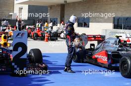 Second placed Sebastian Vettel (GER) Red Bull Racing in parc ferme. 18.11.2012. Formula 1 World Championship, Rd 19, United States Grand Prix, Austin, Texas, USA, Race Day.