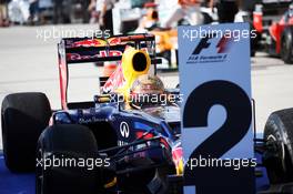 Second placed Sebastian Vettel (GER) Red Bull Racing RB8 in parc ferme. 18.11.2012. Formula 1 World Championship, Rd 19, United States Grand Prix, Austin, Texas, USA, Race Day.