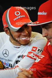 (L to R): race winner Lewis Hamilton (GBR) McLaren and Fernando Alonso (ESP) Ferrari in the FIA Press Conference. 18.11.2012. Formula 1 World Championship, Rd 19, United States Grand Prix, Austin, Texas, USA, Race Day.