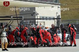 Timo Glock (GER) Marussia F1 Team MR01 makes a pit stop. 18.11.2012. Formula 1 World Championship, Rd 19, United States Grand Prix, Austin, Texas, USA, Race Day.