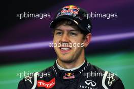 Pole sitter Sebastian Vettel (GER) Red Bull Racing in the FIA Press Conference. 17.11.2012. Formula 1 World Championship, Rd 19, United States Grand Prix, Austin, Texas, USA, Qualifying Day.