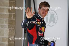 Sebastian Vettel (GER) Red Bull Racing celebrates his pole position in parc ferme. 17.11.2012. Formula 1 World Championship, Rd 19, United States Grand Prix, Austin, Texas, USA, Qualifying Day.