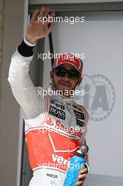 Lewis Hamilton (GBR) McLaren celebrates his second position in parc ferme. 17.11.2012. Formula 1 World Championship, Rd 19, United States Grand Prix, Austin, Texas, USA, Qualifying Day.