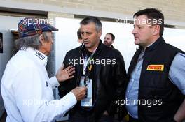 Matt LeBlanc (USA) Actor with Jackie Stewart (GBR) and Paul Hembery (GBR) Pirelli Motorsport Director. 17.11.2012. Formula 1 World Championship, Rd 19, United States Grand Prix, Austin, Texas, USA, Qualifying Day.