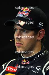Pole sitter Sebastian Vettel (GER) Red Bull Racing in the FIA Press Conference. 17.11.2012. Formula 1 World Championship, Rd 19, United States Grand Prix, Austin, Texas, USA, Qualifying Day.