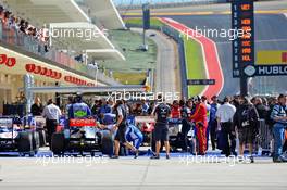 Cars in qualifying parc ferme. 17.11.2012. Formula 1 World Championship, Rd 19, United States Grand Prix, Austin, Texas, USA, Qualifying Day.