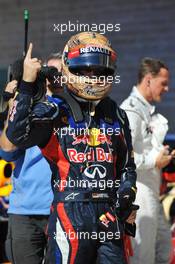 Sebastian Vettel (GER) Red Bull Racing celebrates his pole position in parc ferme. 17.11.2012. Formula 1 World Championship, Rd 19, United States Grand Prix, Austin, Texas, USA, Qualifying Day.