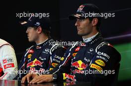 Qualifying FIA Press Conference (L to R): Sebastian Vettel (GER) Red Bull Racing, pole position; Mark Webber (AUS) Red Bull Racing, third. 17.11.2012. Formula 1 World Championship, Rd 19, United States Grand Prix, Austin, Texas, USA, Qualifying Day.