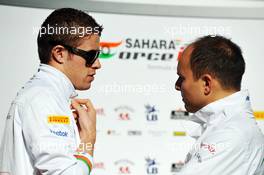 (L to R): Paul di Resta (GBR) Sahara Force India F1 with Gianpiero Lambiase (ITA) Sahara Force India F1 Engineer. 18.11.2012. Formula 1 World Championship, Rd 19, United States Grand Prix, Austin, Texas, USA, Race Day.