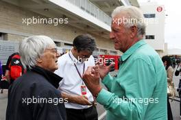 (L to R): Bernie Ecclestone (GBR) CEO Formula One Group (FOM) with John Button (GBR). 15.11.2012. Formula 1 World Championship, Rd 19, United States Grand Prix, Austin, Texas, USA, Preparation Day.