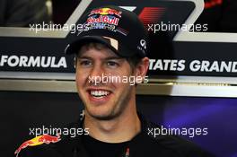 Sebastian Vettel (GER) Red Bull Racing in the FIA Press Conference. 15.11.2012. Formula 1 World Championship, Rd 19, United States Grand Prix, Austin, Texas, USA, Preparation Day.