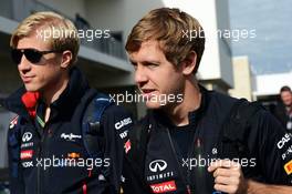 Sebastian Vettel (GER) Red Bull Racing with Heikki Huovinen (FIN) Personal Trainer. 15.11.2012. Formula 1 World Championship, Rd 19, United States Grand Prix, Austin, Texas, USA, Preparation Day.