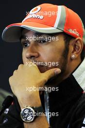 Lewis Hamilton (GBR) McLaren in the FIA Press Conference. 15.11.2012. Formula 1 World Championship, Rd 19, United States Grand Prix, Austin, Texas, USA, Preparation Day.