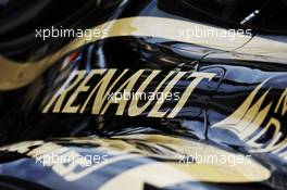 Lotus F1 E20 engine cover with Renault logo. 15.11.2012. Formula 1 World Championship, Rd 19, United States Grand Prix, Austin, Texas, USA, Preparation Day.