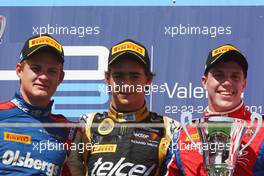 Esteban Gutierrez (MEX), Lotus GP race winner, 2nd position Marcus Ericsson (SUE), iSport International and 3rd position Luiz Razia (BRA), Test Driver, Team Lotus, TL11 23.06.2012. GP2 Series, Rd 6, Valencia, Spain, Saturday