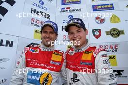 Christopher Mies (D), Markus Winkelhock (D), Phoenix Racing, Audi R8 LMS Ultra, Podium 28.04.2012. VLN ADAC ACAS H&R-Cup, Rd 3, Nurburgring, Germany
