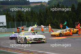Winner of the Total 24 Hours of Spa: #084, Maximilian Buhk, Maximilian Götz, Bernd Schneider, HTTP Gravity Charouz, Mercedes-Benz SLS AMG GT3 24-28.07.2013. Blancpain Endurance Series, Round 4, 24 Hours of Spa Francorchamps