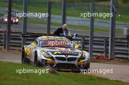 The retired car #003, Bas Leinders, Yelmer Buurman, Maxime Martin, Marc VDS Racing Team, BMW Z4 24-28.07.2013. Blancpain Endurance Series, Round 4, 24 Hours of Spa Francorchamps
