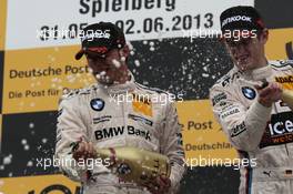 Bruno Spengler (CAN) BMW Team Schnitzer BMW M3 DTM and Marco Wittmann (GER) BMW Team MTEK BMW M3 DTM 02.06.2013, DTM Round 3, Spielberg, Austria, Sunday.