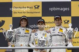 Podium, 2nd Roberto Merhi (ESP) Mercedes AMG DTM-Team HWA DTM Mercedes AMG C-Coupé, 1st Timo Glock (GER) BMW Team MTEK BMW M3 DTM, 3rd Bruno Spengler (CAN) BMW Team Schnitzer BMW M3 DTM 20.10.2013, DTM Round 10, Hockenheim, Germany, Sunday.