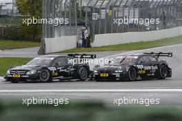 Roberto Merhi (ESP) Mercedes AMG DTM-Team HWA DTM Mercedes AMG C-Coupé, Bruno Spengler (CAN) BMW Team Schnitzer BMW M3 DTM, 20.10.2013, DTM Round 10, Hockenheim, Germany, Sunday.