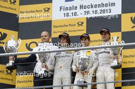 podium final race, MTEK team head Ernest Knoors, Roberto Merhi (ESP) Mercedes AMG DTM-Team HWA,Timo Glock (GER) BMW Team MTEK, Bruno Spengler (CAN) BMW Team Schnitzer, Portrait, 20.10.2013, DTM Round 10, Hockenheim, Germany, Sunday.