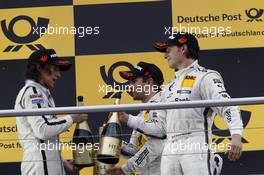 Podium, 2nd Roberto Merhi (ESP) Mercedes AMG DTM-Team HWA DTM Mercedes AMG C-Coupé, 1st Timo Glock (GER) BMW Team MTEK BMW M3 DTM, 3rd Bruno Spengler (CAN) BMW Team Schnitzer BMW M3 DTM 20.10.2013, DTM Round 10, Hockenheim, Germany, Sunday.