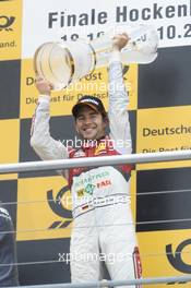 champion Mike Rockenfeller (GER) Audi Sport Team Phoenix Racing, Portrait, with trophy 20.10.2013, DTM Round 10, Hockenheim, Germany, Sunday.