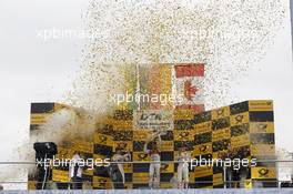 Championship Podium, 2nd Augusto Farfus (BRA) BMW Team RBM BMW M3 DTM, 1st Mike Rockenfeller (GER) Audi Sport Team Phoenix Racing Audi A5 DTM, 3rd Bruno Spengler (CAN) BMW Team Schnitzer BMW M3 DTM 20.10.2013, DTM Round 10, Hockenheim, Germany, Sunday.