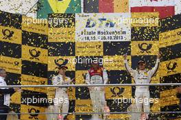 Championship Podium, 2nd Augusto Farfus (BRA) BMW Team RBM BMW M3 DTM, 1st Mike Rockenfeller (GER) Audi Sport Team Phoenix Racing Audi A5 DTM, 3rd Bruno Spengler (CAN) BMW Team Schnitzer BMW M3 DTM 20.10.2013, DTM Round 10, Hockenheim, Germany, Sunday.