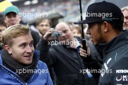 Samuel Koch and Lewis Hamilton (GBR) Mercedes AMG F1 20.10.2013, DTM Round 10, Hockenheim, Germany, Sunday.